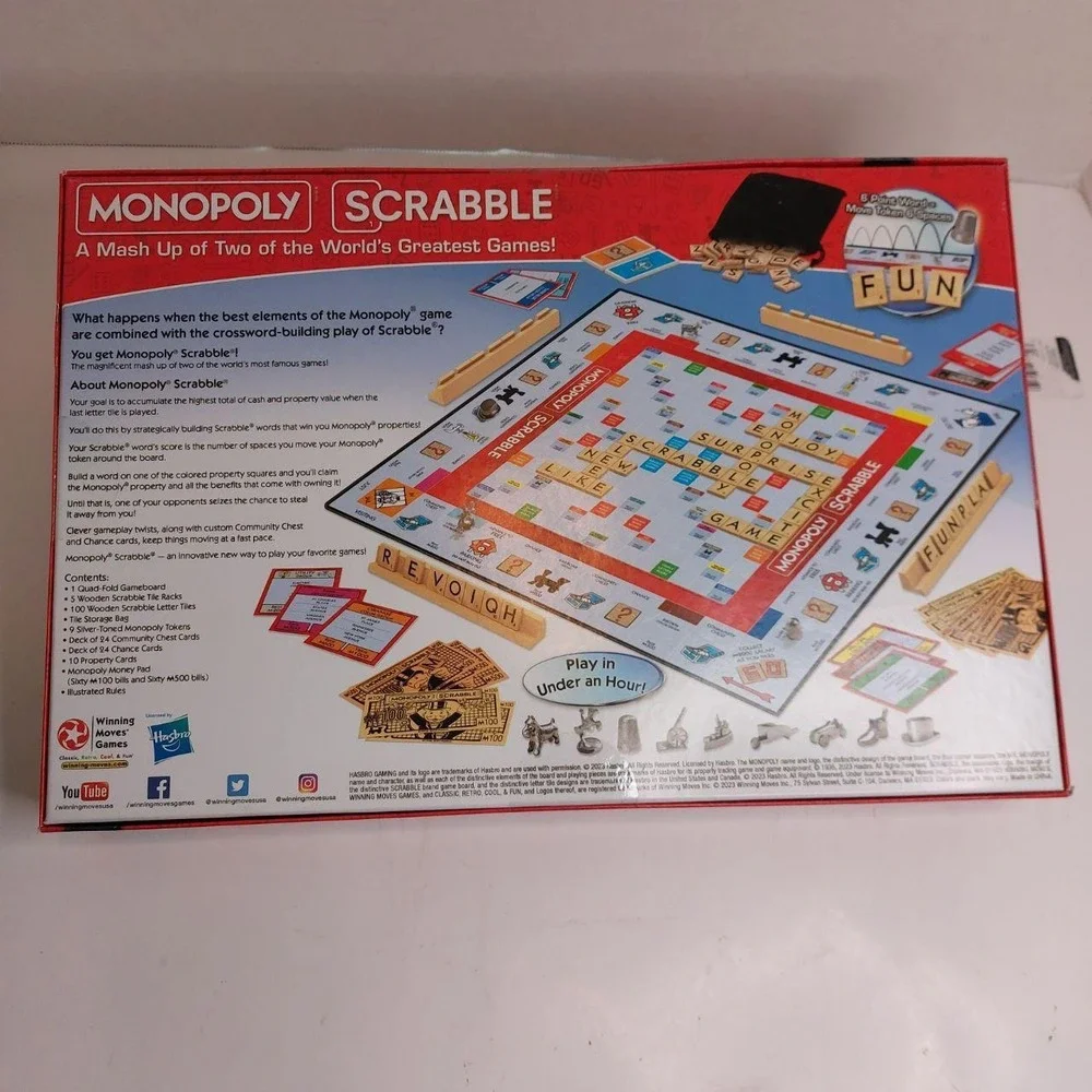 Monopoly Scrabble Board Game Mash-Up Winning Moves Hasbro 2023 NEW SEALED